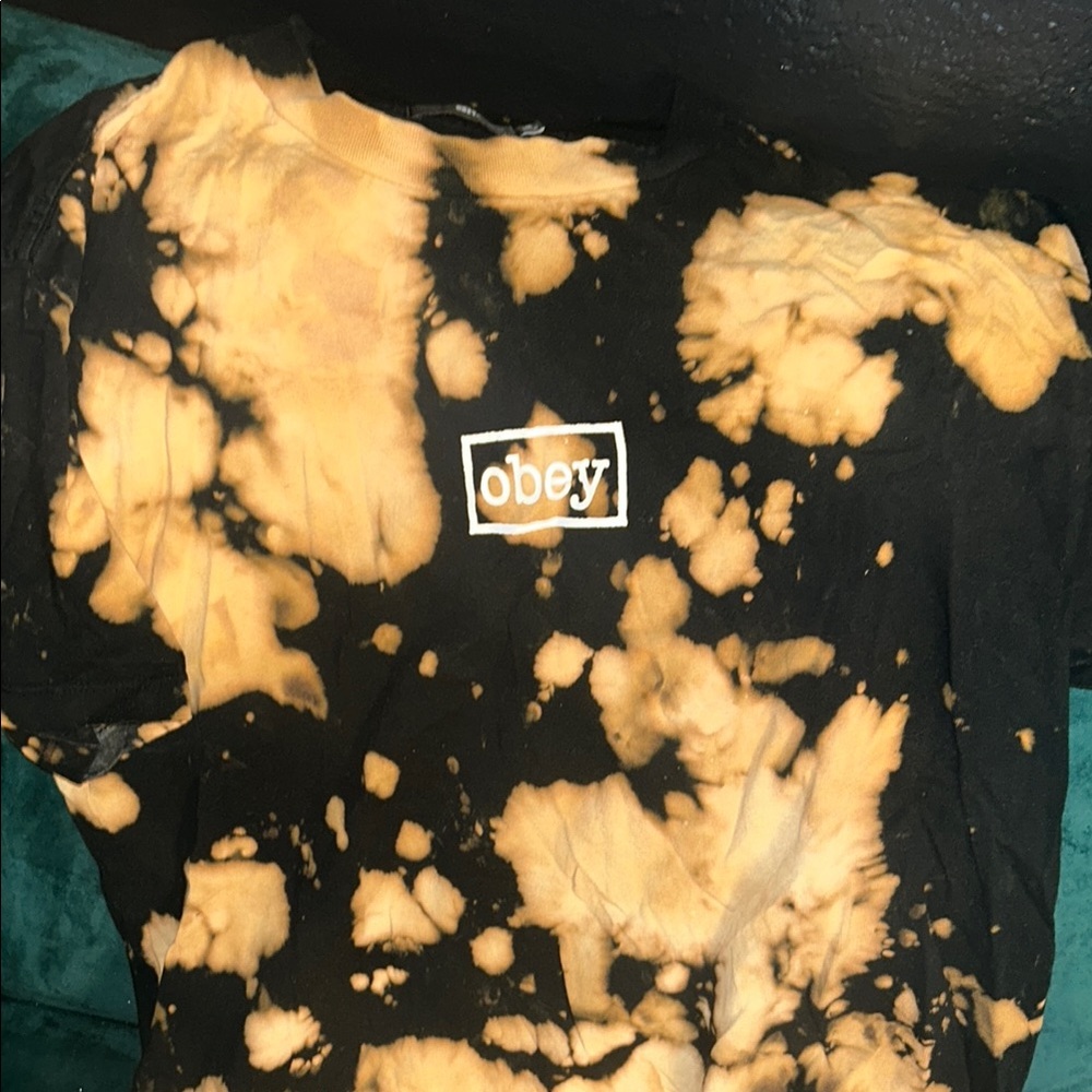 Obey Black and Tan Tie-Dye T-Shirt